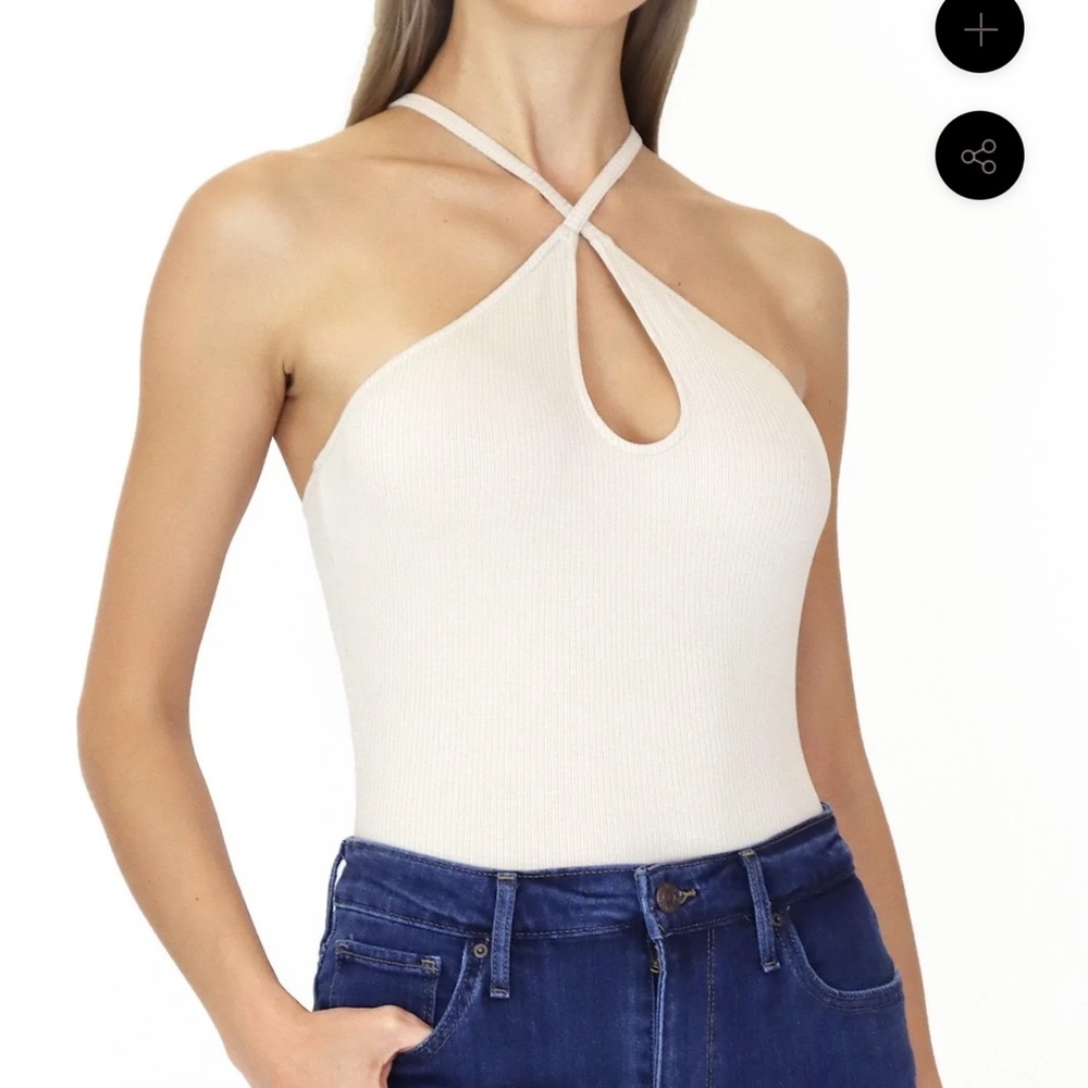 NWT Avec Les Filles BODYSUIT Sz Medium Tan